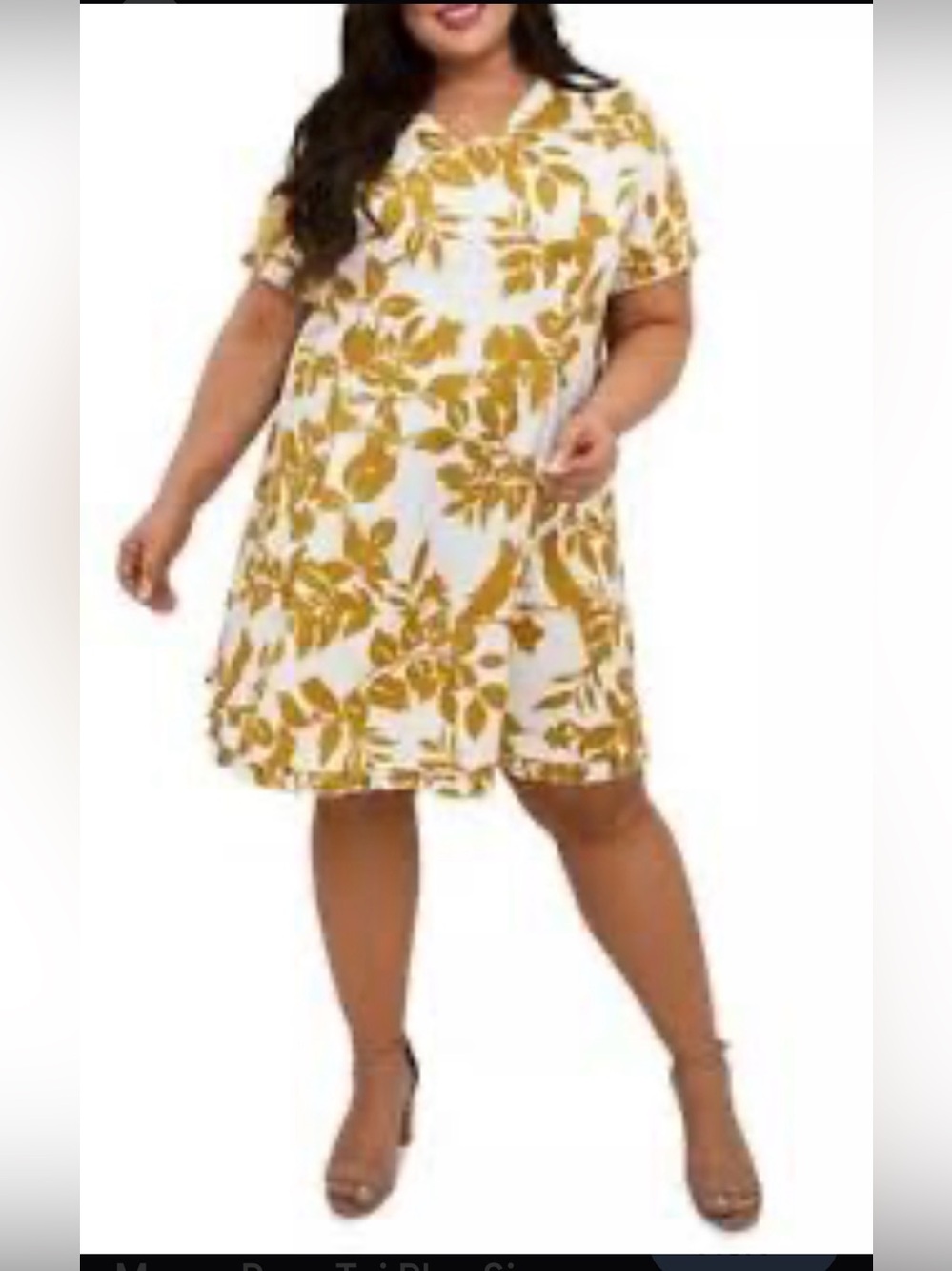 Maree Pour Toi NWT Ivory Mustard Botanical Bird Print Flutter Midi Dress 26